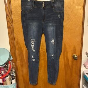 Women’s Wallflower High Rise Distressed Skinny Jeans, Size 20